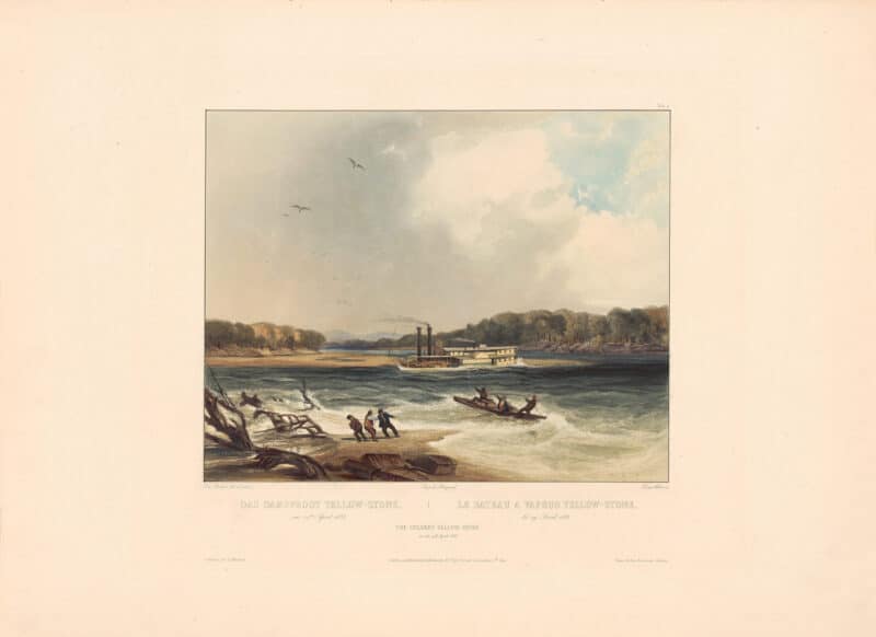 Bodmer Pl. 4, The Steamer Yellow-Stone on the 19th April 1833