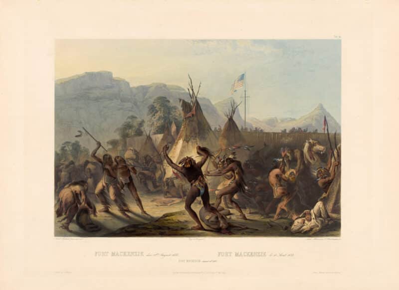 Bodmer Pl. 42, Fort Mackenzie August 28th 1833