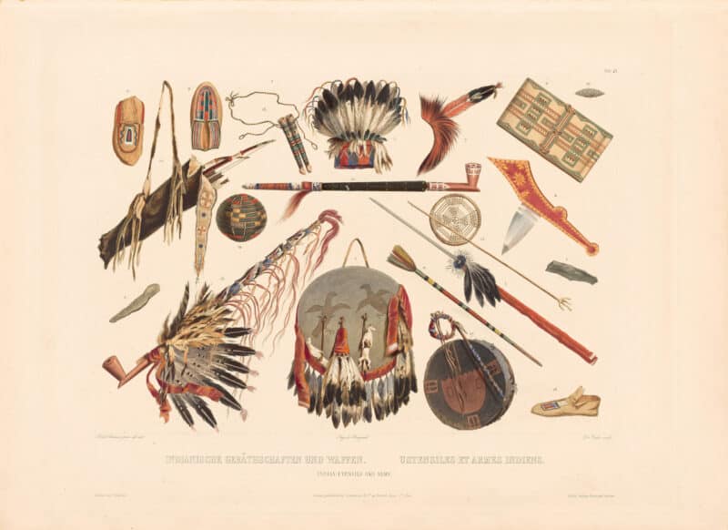 Bodmer Pl. 48, Indian Utensils and Arms