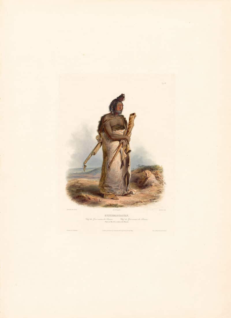 Bodmer Vig. 20, Mexkemahuastan, Chief of the Gros-ventres des Prairies