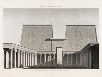 Description de l'égypte (Description of Egypt)  Pl. 61, Perspective View of Pylon and the Court of the Grande Temple