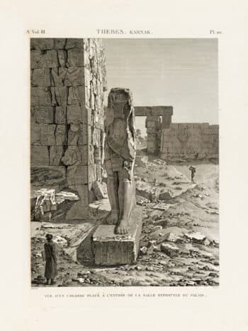 Description de l'égypte (Description of Egypt)  Pl. 20, View of a Colossus at the Entrance of Hypostyle Hall
