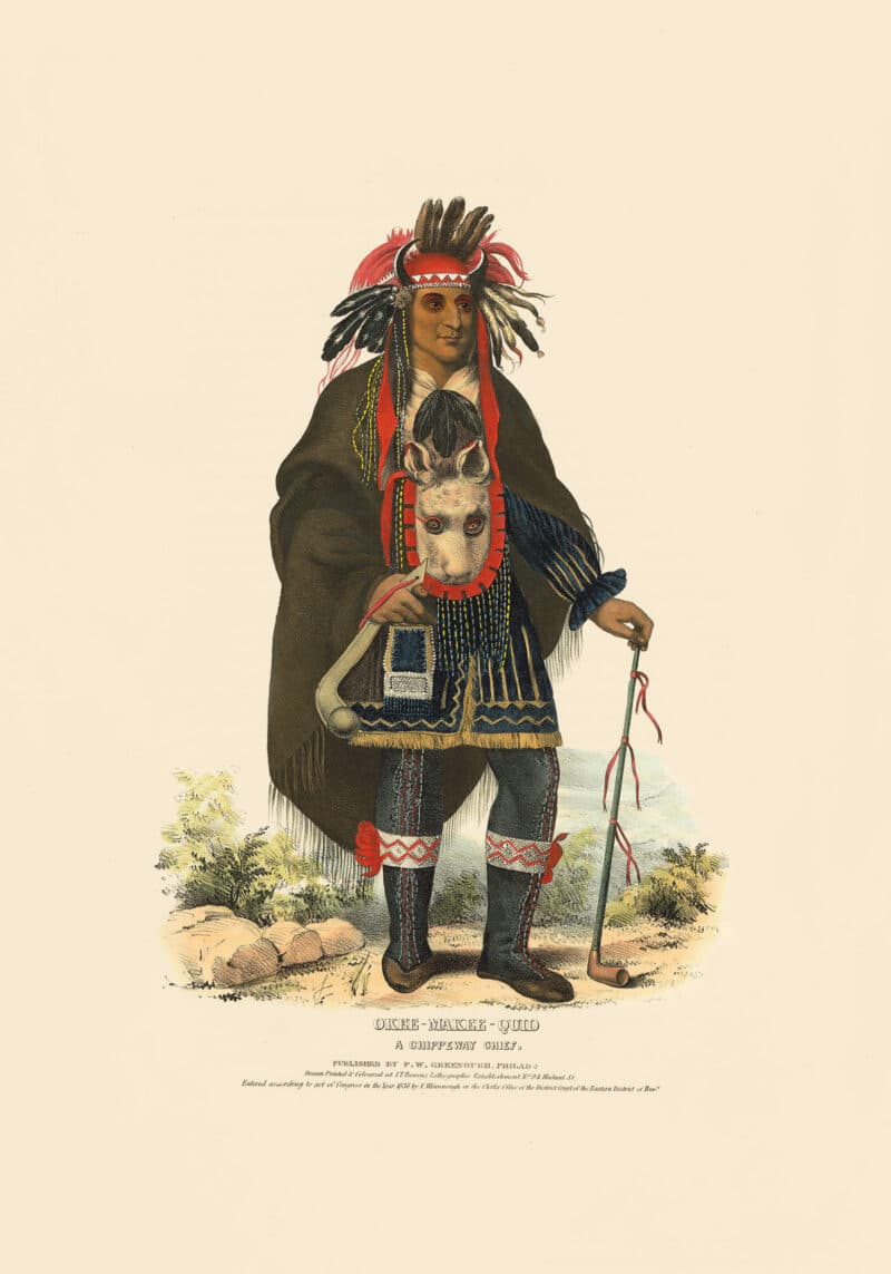 McKenney and Hall Pl. 28, Okee-makee-quid, A Chippeway Chief