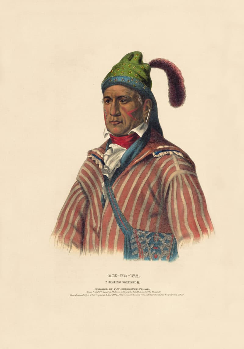 McKenney and Hall Pl. 65, Me-na-wa, A Creek Warrior