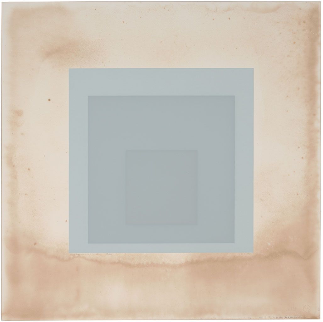 The matte surface of this Albers serigraph was carefully minded during restoration.